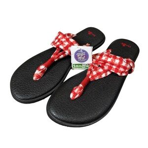 Sanuk Women's Size 10 Yoga Mat Sling 2 Red Gingham Flip Flops Sandals 1017720